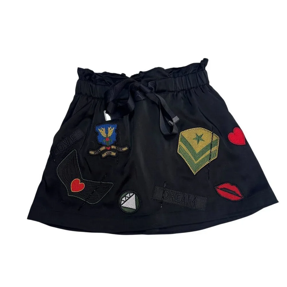 NWT Ramy Brook Carsie Patch Mini Skirt XS Black
